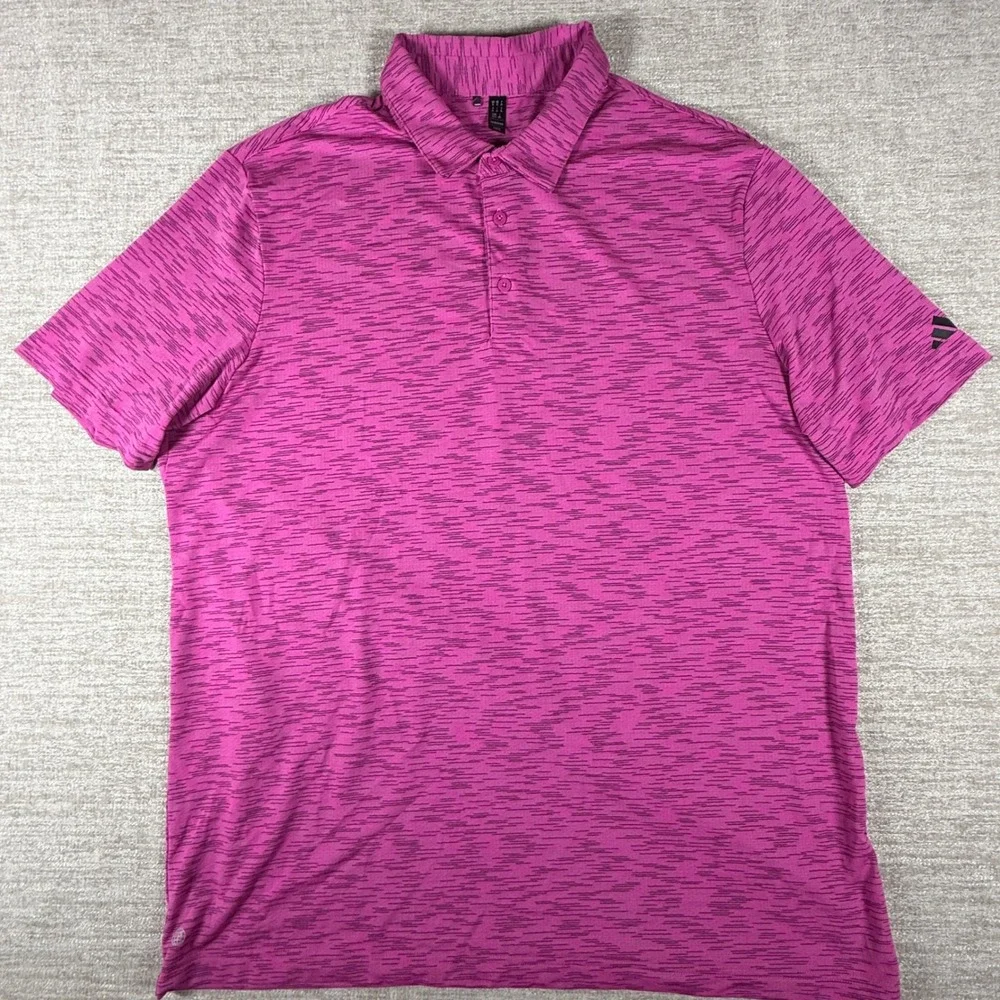 Adidas Polo Shirt Mens XL Pink Space Dye Performance Golf Short Sleeve